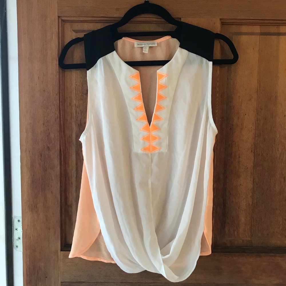 JEALOUS TOMATO White Sheer Aztec Blouse